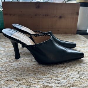 Franco Sarto Black Leather Mules